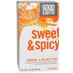 Трав'яний і чорний чай, солодкий і пряний, Good Earth Teas, 18 пакетиків, 1,43 унції (40,5 г)