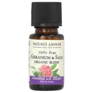 Nature's Answer, 100% Pure Organic Essential Oil Blend, Geranium & Sage, 0.5 fl oz (15 ml) купить в Киеве и Украине