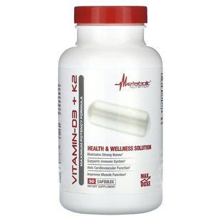 Metabolic Nutrition, Vitamin-D3 + K2, Maximum Potency Formula, 90 Capsules купить в Киеве и Украине