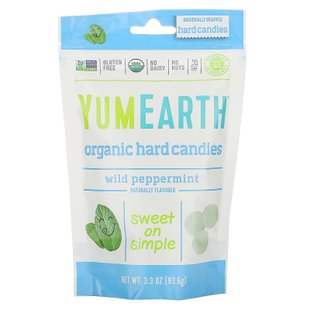 Органические леденцы дикая мята YumEarth (Organic Hard Candies, Peppermint) 3,3 унц. (93,6 г) купить в Киеве и Украине