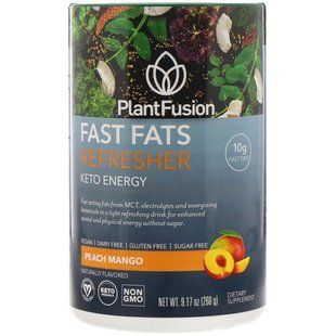 Активатор для людей, які дотримуються кетодієти PlantFusion (Fast Fats) 258 г зі смаком манго і персик