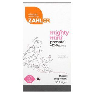 Пренатальный мини комплекс + ДГК Zahler (Mighty Mini Prenatal + DHA) 100 мг 90 гелевых капсул купить в Киеве и Украине