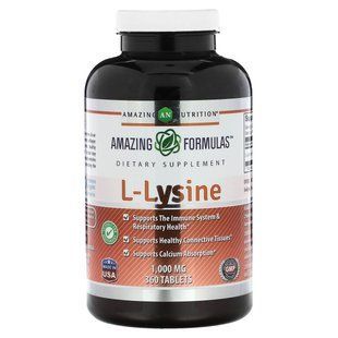 Amazing Nutrition, L-лізин, 1000 мг, 360 таблеток