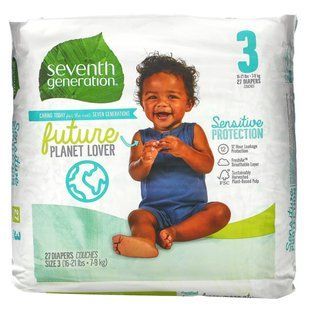 Подгузники для чувствительной защиты, Sensitive Protection Diapers, Seventh Generation, Размер 3, 16-21 фунт, 27 подгузников купить в Киеве и Украине