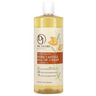 Dr. Jacobs Naturals, Plant-Based Pure Castile All-In-1 Soap, Almond Oil, 32 oz (946 ml) купить в Киеве и Украине