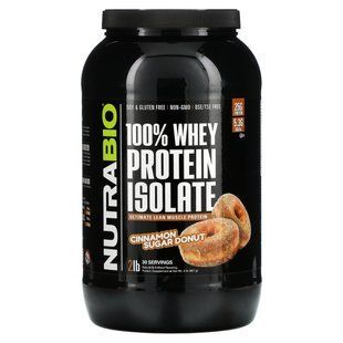 100% Isolate Whey Protein, Donut with Cinnamon Sugar, NutraBio Labs, 907 g