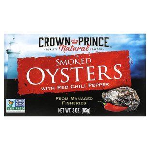 Копченые устрицы с красным чили перцем Crown Prince Natural (Smoked Oysters with Red Chili Pepper) 85 г купить в Киеве и Украине