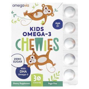 OmegaVia, Kids Omega-3 Chewies, Age 3+, Natural Fruit, 30 Chewies купить в Киеве и Украине