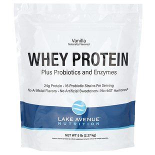 Whey Protein + Probiotics, Vanilla Flavor, Lake Avenue Nutrition, 2.27 kg.