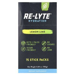 Redmond Trading Company, Re-Lyte&reg; Hydration, Lemon Lime , 15 Stick Packs, 0.24 oz (6.8 g) Each