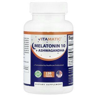 Vitamatic, Melatonin 10 + Ashwagandha, 120 Tablets купить в Киеве и Украине