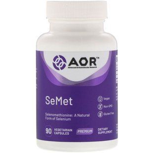 СеМет, SeMet, Advanced Orthomolecular Research AOR, 90 вегетарианских капсул купить в Киеве и Украине