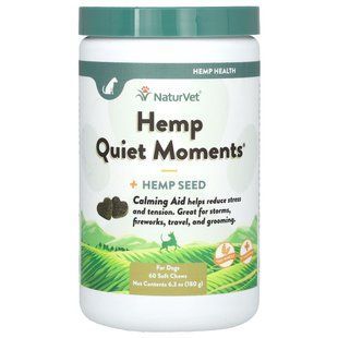 Добавка с семенами конопли, Hemp Quiet Moments, NaturVet, 60 мягких жевательных таблеток купить в Киеве и Украине
