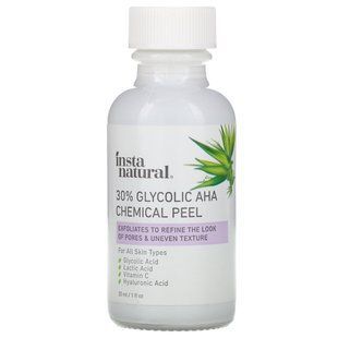 Хімічний пілінг з 30% гліколевою кислотою AHA, 30% Glycolic AHA Chemical Peel, InstaNatural, 30 мл
