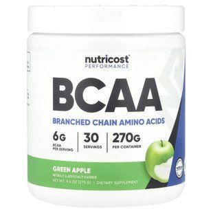 Nutricost, Performance, BCAA, Green Apple , 9.6 oz (270 g) купить в Киеве и Украине