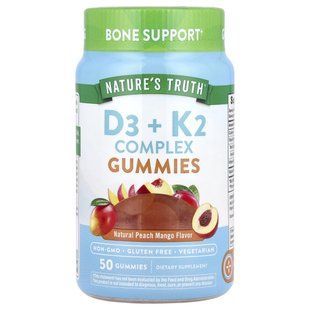Nature's Truth, D3 + K2 Complex Gummies, Natural Peach Mango, 50 Gummies купить в Киеве и Украине