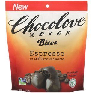 Chocolates, espresso in 55% dark chocolate, Chocolove, 100 g.