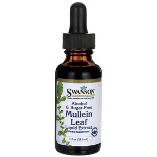 Жидкий экстракт листьев муллейна (без алкоголя и сахара), Mullein Leaf Liquid Extract (Alcohol- and Sugar-Free), Swanson, 29.6 мл купить в Киеве и Украине