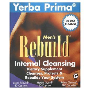Полное очищение организма, для мужчин, Rebuild Internal Cleansing, Yerba Prima, программа из 3-х частей купить в Киеве и Украине