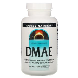 ДМАЕ, DMAE, Source Naturals, 351 мг, 200 капсул купить в Киеве и Украине