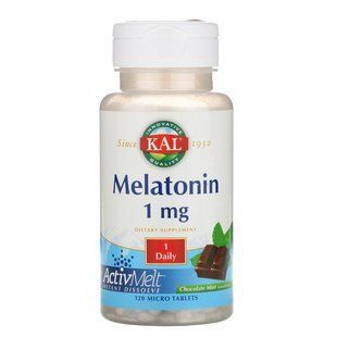 Мелатонин KAL (Melatonin) 1 мг 120 таблеток со вкусом мяты и шоколада купить в Киеве и Украине