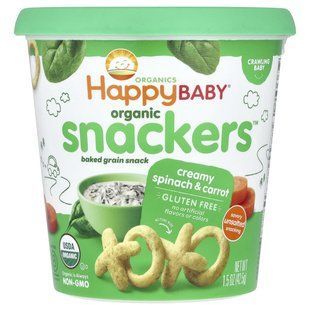 Happy Family Organics, Organic Snackers, сливочный шпинат и морковь, 42,5 г (1,5 унции) купить в Киеве и Украине