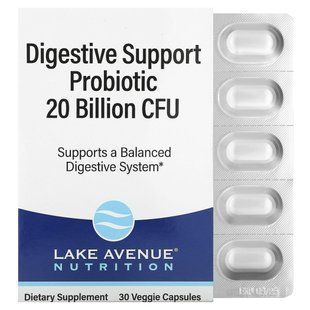 Digestive Support Probiotic & Prebiotic Blend, Lake Avenue Nutrition, 20 billion CFUs, 30 capsules
