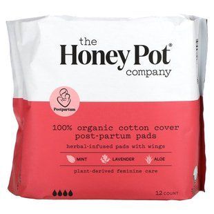 The Honey Pot Company, Органические травяные прокладки с крыльями, послеродовые, 12 штук купить в Киеве и Украине