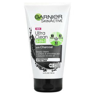 Garnier, SkinActive, Ultra Clean 3-in-1 с древесным углем, 4,4 жидких унций (132 мл) купить в Киеве и Украине