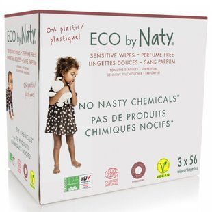 Organic scentless wipes ECO pack ECO BY NATY Wet Wipes Triple Pack 3 packs of 56 pieces.