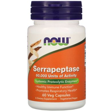 Серрапептаза Now Foods (Serrapeptase) 60 вегетаріанських капсул