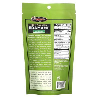 Dry roasted green soybeans, spicy wasabi, Seapoint Farms, 3.5 ounces (99 g)