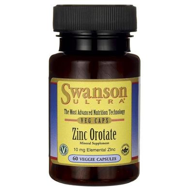 Цинк Оротат, Zinc Orotate, Swanson, 10 мг, Elemental Zinc 60 капсул