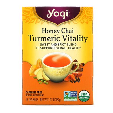 Куркума Vitality, Yogi Tea, 16 чайних пакетиків, 1,12 унції (32 г)