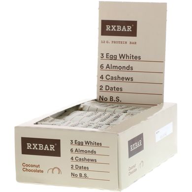 Протеїнові батончики, Кокос і шоколад, RXBAR, 12 батончиків, 1,83 унції (52 г) кожен