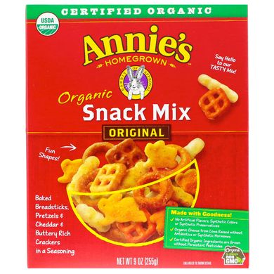 Органічна закусочна суміш, Annie's Homegrown, 9 унц (255 г)