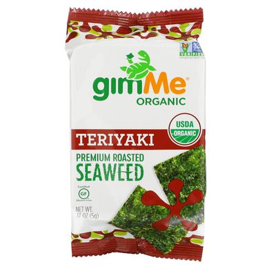 Смажені водорості преміум-класу, теріякі, Premium Roasted Seaweed, Teriyaki, gimMe, 6 упаковок по 5 г кожна