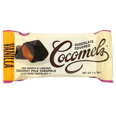 Органічний продукт, карамель з кокосового молока в шоколаді, ваніль, Cocomels, 15 шт, 1 унц (28 г) кожна