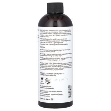 Pura D'or, Organic Grapeseed Oil, 16 fl oz (473 ml) купить в Киеве и Украине