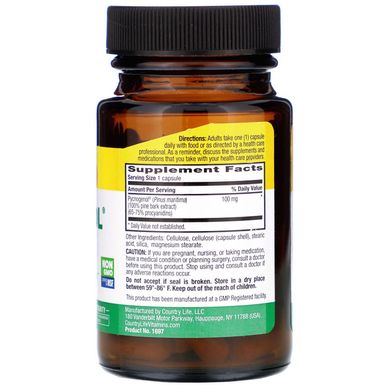Пікногенол Country Life (Pycnogenol) 100 мг 30 капсул