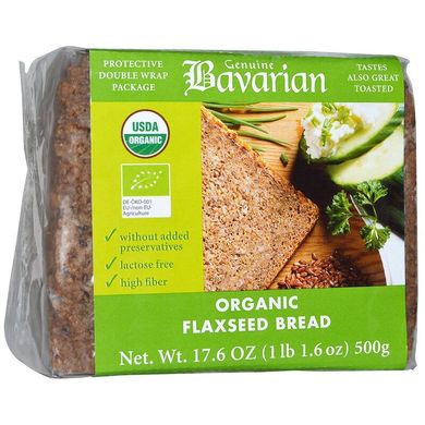 Органический хлеб с семенами льна, Bavarian Breads, 17,6 унций (500 г)