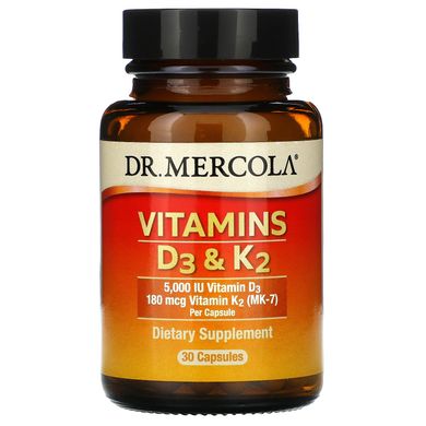 Вітаміни D3 і K2, Dr Mercola, 30 капсул