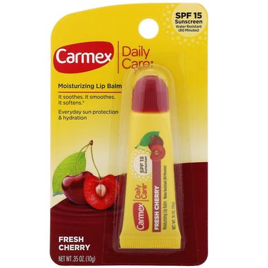 Увлажняющий бальзам для губ вишня SPF15 Carmex (Daily Care Moisturizing Lip Balm Fresh Cherry) 10 г купить в Киеве и Украине