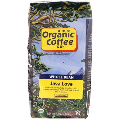 Яванська любов, кава в зернах, Organic Coffee Co, 12 унцій (340 г)
