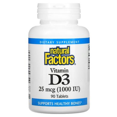 Вітамін D3, Natural Factors, 1000 МО, 90 таблеток