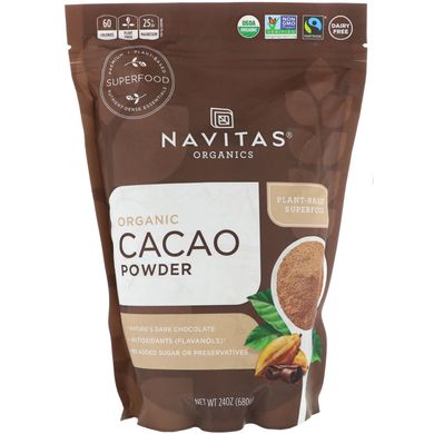Органічний порошок какао, Organic Cacao Powder, Navitas Organics, 680 г