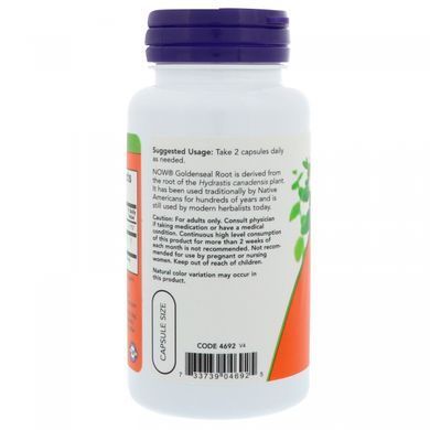Root of Canadian Hydrastis Now Foods 500 mg 100 capsules