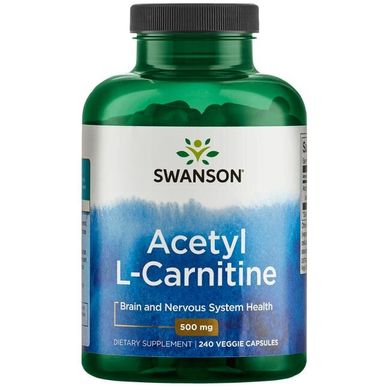Ацетил L-Карнітин, Acetyl L-Carnitine, Swanson, 500 мг, 240 капсул