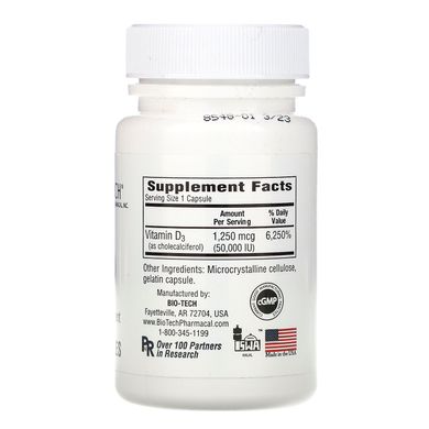 D3-50, холекальціферол, Bio Tech Pharmacal, Inc, 100 капсул