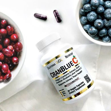 Vitamins for the health of the urinary tract California Gold Nutrition (CranBlueC Cranberry Blueberry Vitamin C) 60 vegetarian capsules